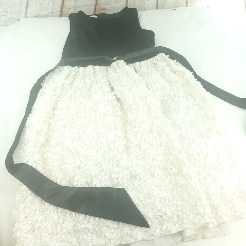 American Princess Girls Black Velvet Satin Tie Sleeveless Fit & Flare Dress 16